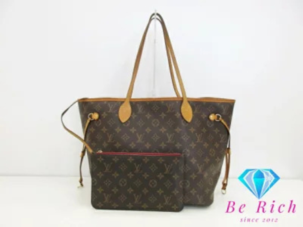Louis Vuitton Tote Bag Shoulder Monogram Neverfull Brown Cerise Red Handbag